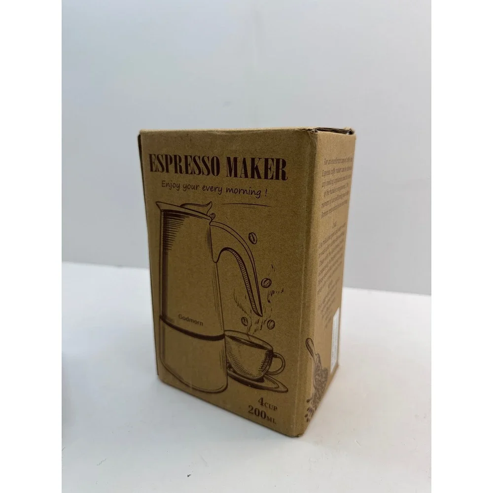 Godmorn‎ Espresso Maker  4 Cup Silver